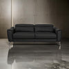 Reno Mave 80 Inch Sofa Chrome Flared Arms Plush Black Top Grain Leather By Casagear Home BM317326