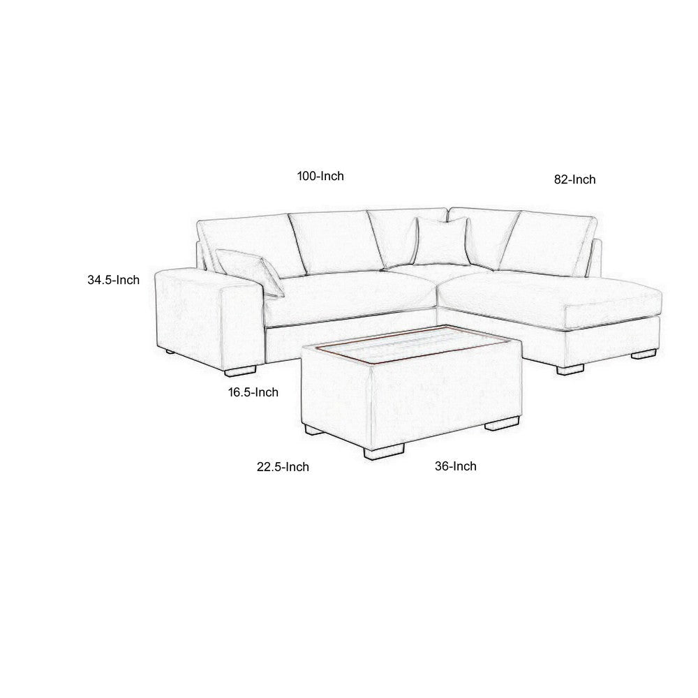 Eri 100 Inch Sectional Sofa Right Chaise Ottoman Pillows Dark Gray By Casagear Home BM317328