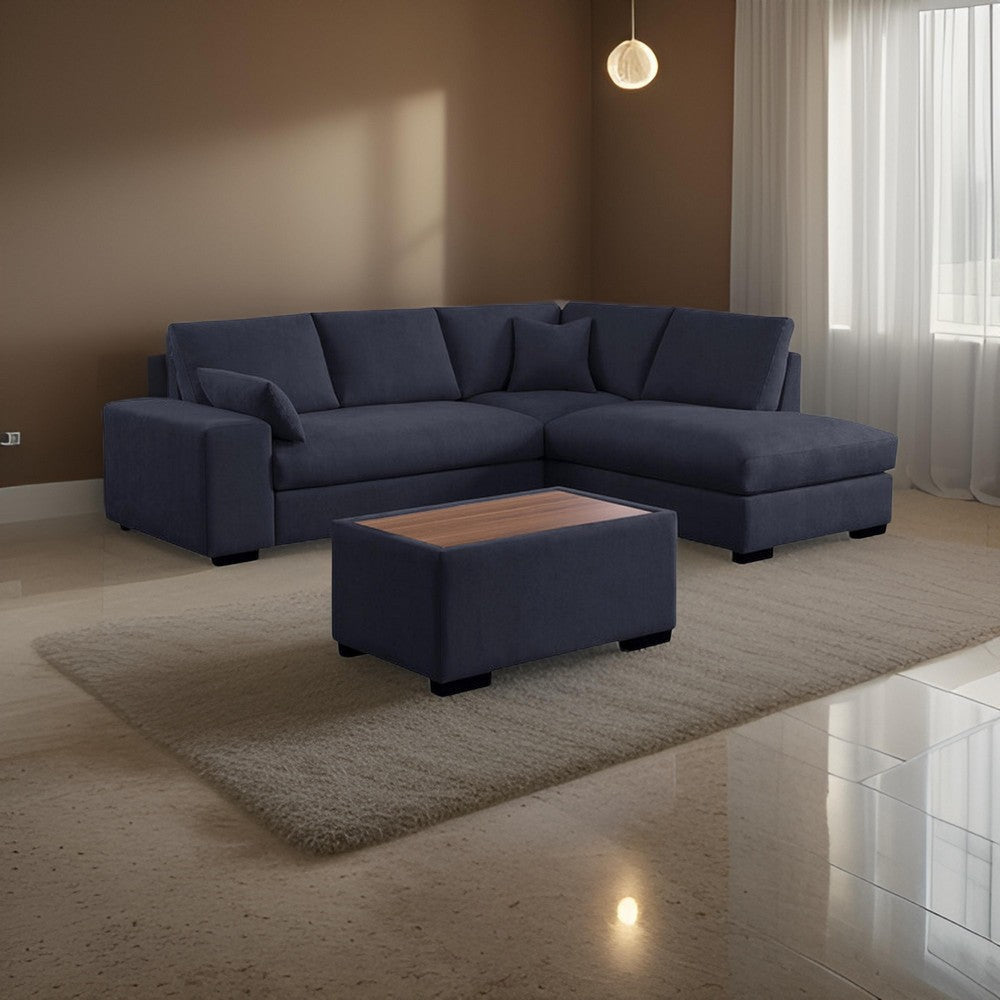 Eri 100 Inch Sectional Sofa, Right Chaise, Ottoman, Pillows, Dark Gray By Casagear Home