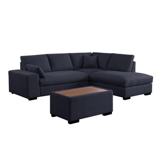 Eri 100 Inch Sectional Sofa, Right Chaise, Ottoman, Pillows, Dark Gray By Casagear Home