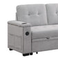 Lna 84 Inch Sectional Sofa Pull Out Bed Storage Chaise USB Light Gray By Casagear Home BM317332