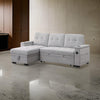 Lna 84 Inch Sectional Sofa, Pull Out Bed, Storage Chaise, USB, Light Gray By Casagear Home