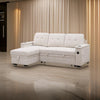 Lna 84 Inch Sectional Sofa, Pull Out Bed, Storage Chaise, USB, Beige Woven By Casagear Home