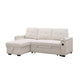 Lna 84 Inch Sectional Sofa, Pull Out Bed, Storage Chaise, USB, Beige Woven By Casagear Home