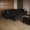 Lary 125 Inch Sectional Sofa Reversible Chaise Pillows Black Chenille By Casagear Home BM317336