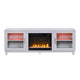 Samy 70 Inch TV Console LED Fireplace Heater Glass Door White Silver By Casagear Home BM317341
