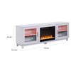 Samy 70 Inch TV Console LED Fireplace Heater, Glass Door, White, Silver By Casagear Home