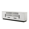 Sda 71 Inch TV Media Console, Door Cabinets, Drawers, Black Handles, White By Casagear Home