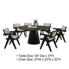 Bili 7pc Round Dining Table and 6 Armchairs Set Open Back Beige Black By Casagear Home BM317346