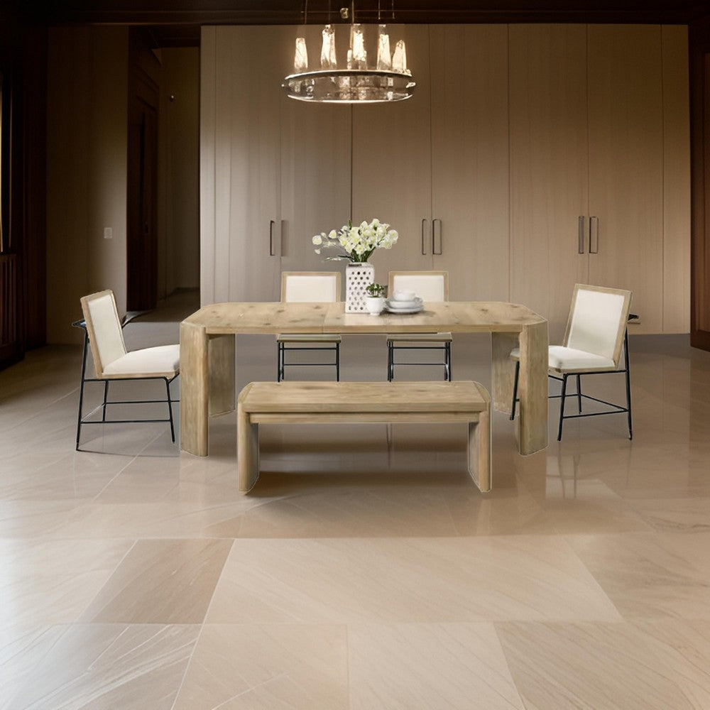 Meni 6pc Extendable Dining Table Set with 4 Chairs, Bench, Brown Wood By Casagear Home