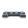 Ore 128 Inch Sectional Sofa with Double Chaise 5 Seater Gray Velvet By Casagear Home BM317350