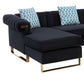 Ore 128 Inch Sectional Sofa with Double Chaise 5 Seater Black Velvet By Casagear Home BM317352