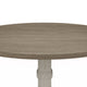 Sane 59 Inch Dining Table, Round Top with Pedestal Base, White, Gray By Casagear Home