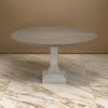 Sane 59 Inch Dining Table, Round Top with Pedestal Base, White, Gray By Casagear Home