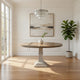 Sane 59 Inch Dining Table, Round Top with Pedestal Base, White, Gray By Casagear Home