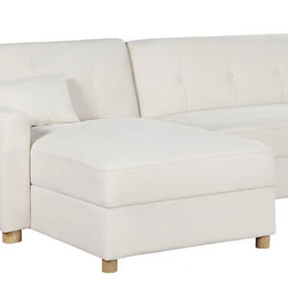 Masy 100 Inch Convertible Sleeper Sectional Sofa with Storage Chaise White By Casagear Home BM317359