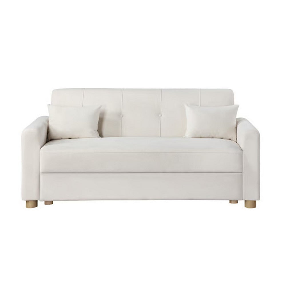 Masy 66 Inch Convertible Sleeper Sectional Loveseat with Storage White By Casagear Home BM317361