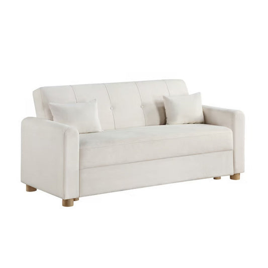 Masy 66 Inch Convertible Sleeper Sectional Loveseat with Storage, White By Casagear Home