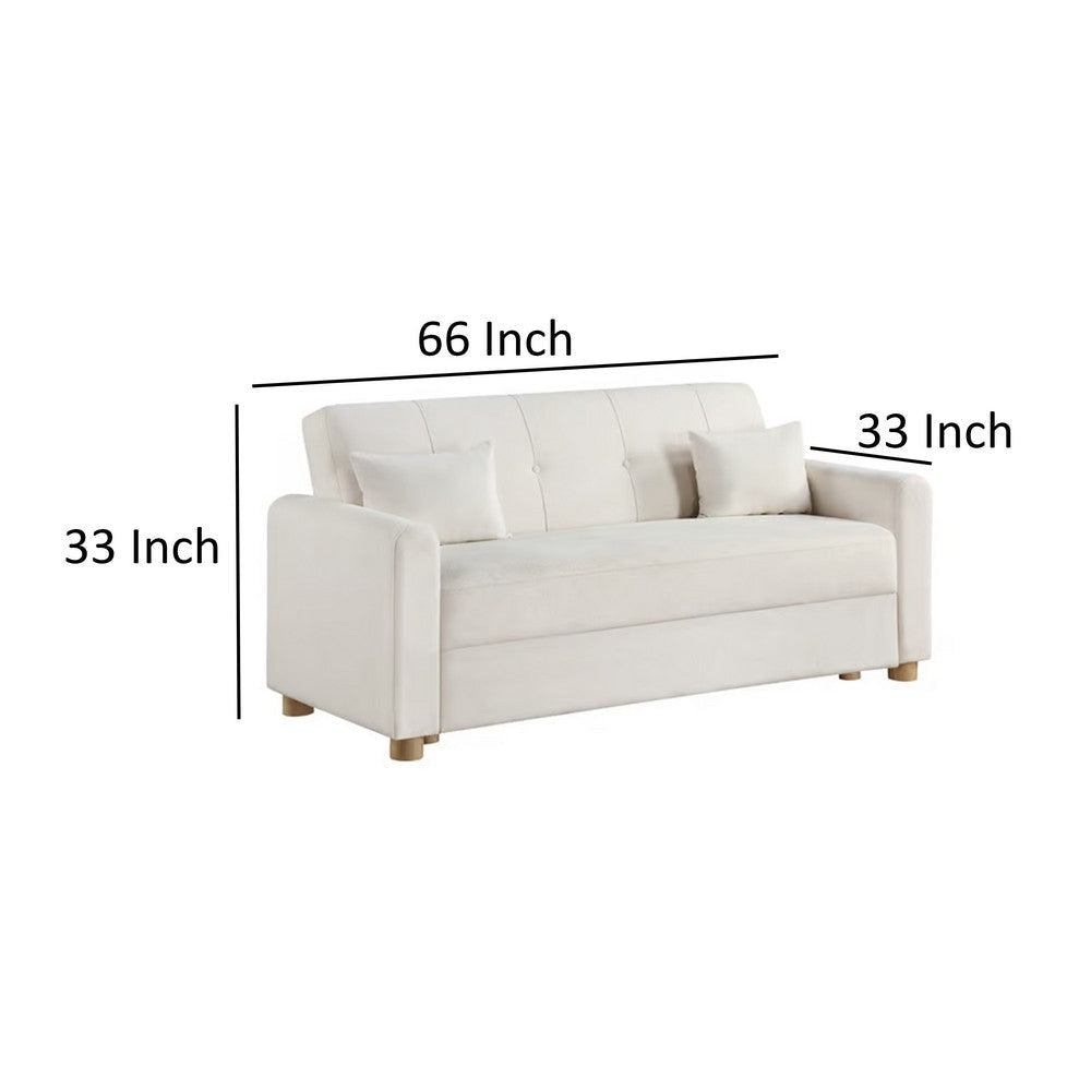 Masy 66 Inch Convertible Sleeper Sectional Loveseat with Storage White By Casagear Home BM317361