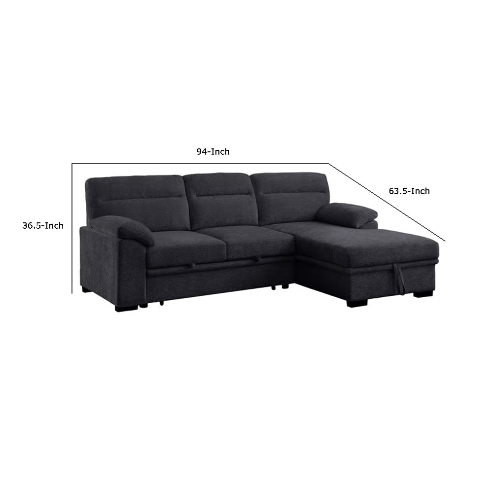 Geni Sleeper Sectional Sofa Right Chaise Dark Gray USB C Port BM317365