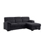 Geni 93 Inch Sleeper Sectional Sofa, Right Chaise, Dark Gray, USB C Port By Casagear Home