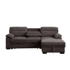 Geni 93 Inch Sleeper Sectional Sofa with Right Chaise Brown USB C Port By Casagear Home BM317366