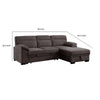Geni Sleeper Sectional Sofa with Right Chaise Brown USB C Port BM317366