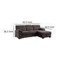 Geni 93 Inch Sleeper Sectional Sofa with Right Chaise Brown USB C Port By Casagear Home BM317366