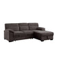 Geni 93 Inch Sleeper Sectional Sofa with Right Chaise, Brown, USB C Port By Casagear Home