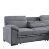 Geni 93 Inch Sleeper Sectional Sofa Right Chaise Light Gray USB C Port By Casagear Home BM317367