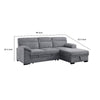 Geni Sleeper Sectional Sofa Right Chaise Light Gray USB C Port