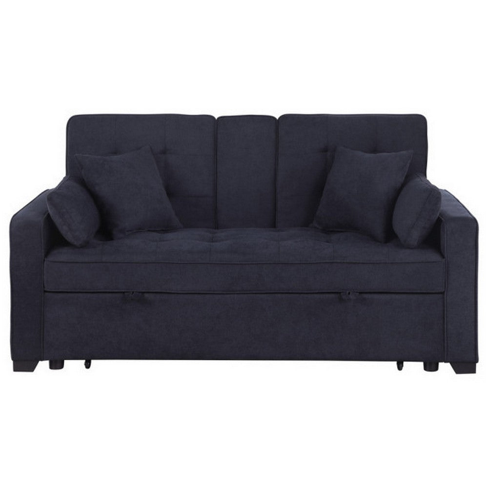 Oli 70 Inch Convertible Sleeper Loveseat Pull Out Bed Pillows Dark Gray By Casagear Home BM317369