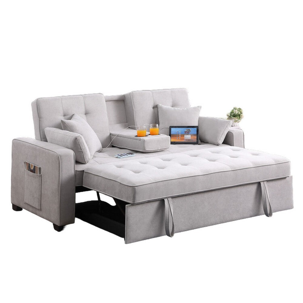 Oli 70 Inch Convertible Sleeper Loveseat Pull Out Bed Pillows Light Gray By Casagear Home BM317371