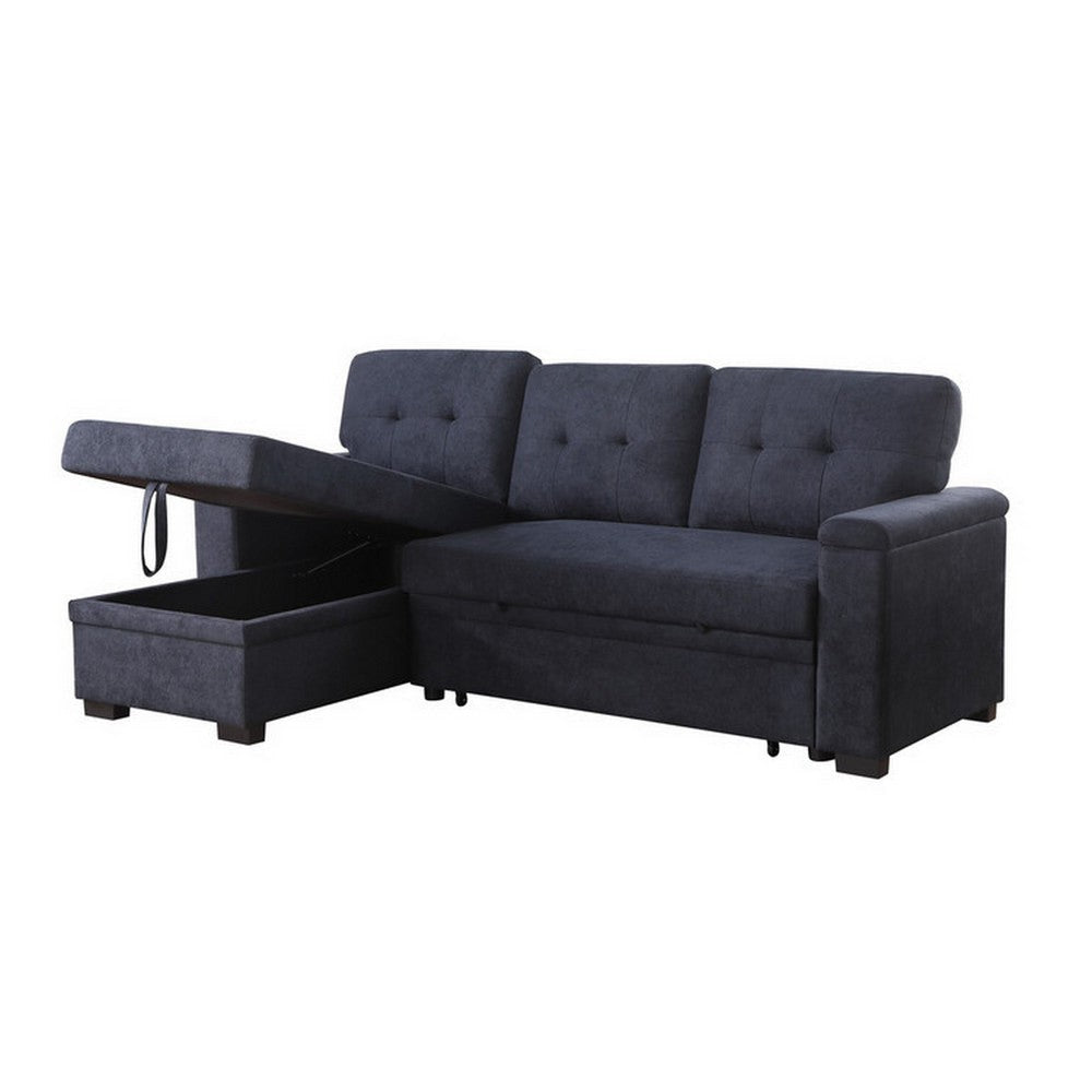 Lusy 85 Inch Reversible Sleeper Sectional Sofa Storage Chaise Dark Gray By Casagear Home BM317374