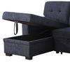 Lusy 85 Inch Reversible Sleeper Sectional Sofa Storage Chaise Dark Gray By Casagear Home BM317374