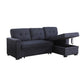 Lusy 85 Inch Reversible Sleeper Sectional Sofa, Storage Chaise, Dark Gray By Casagear Home