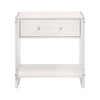 26 Inch Nightstand White Faux Shagreen Resin Drawer Acrylic Panel Legs By Casagear Home BM317378