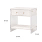 26 Inch Nightstand White Faux Shagreen Resin Drawer Acrylic Panel Legs By Casagear Home BM317378