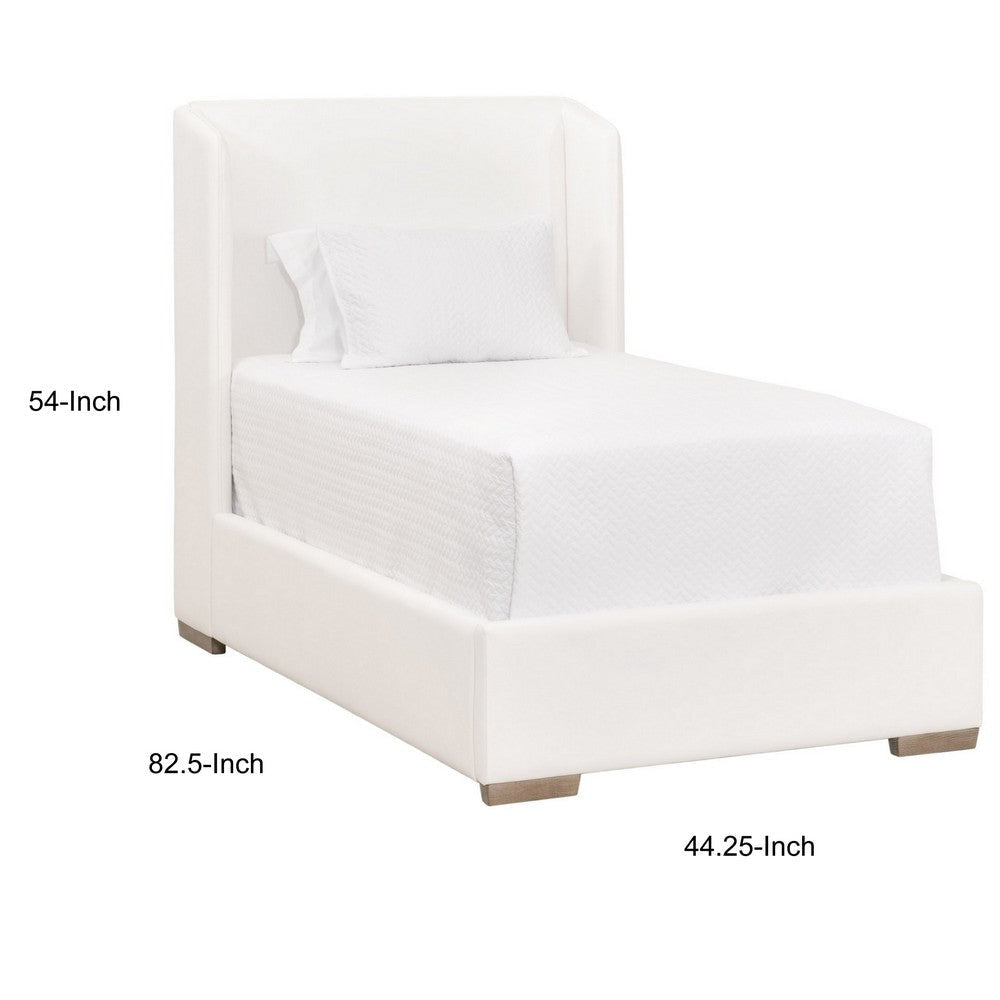 83 Inch Twin Size Bed Wingback Headboard Pearl White Fabric Upholstery By Casagear Home BM317379