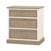 30 Inch Accent Cabinet, 3 Brown Basket Woven Drawer Fronts, Solid Oak Wood By Casagear Home