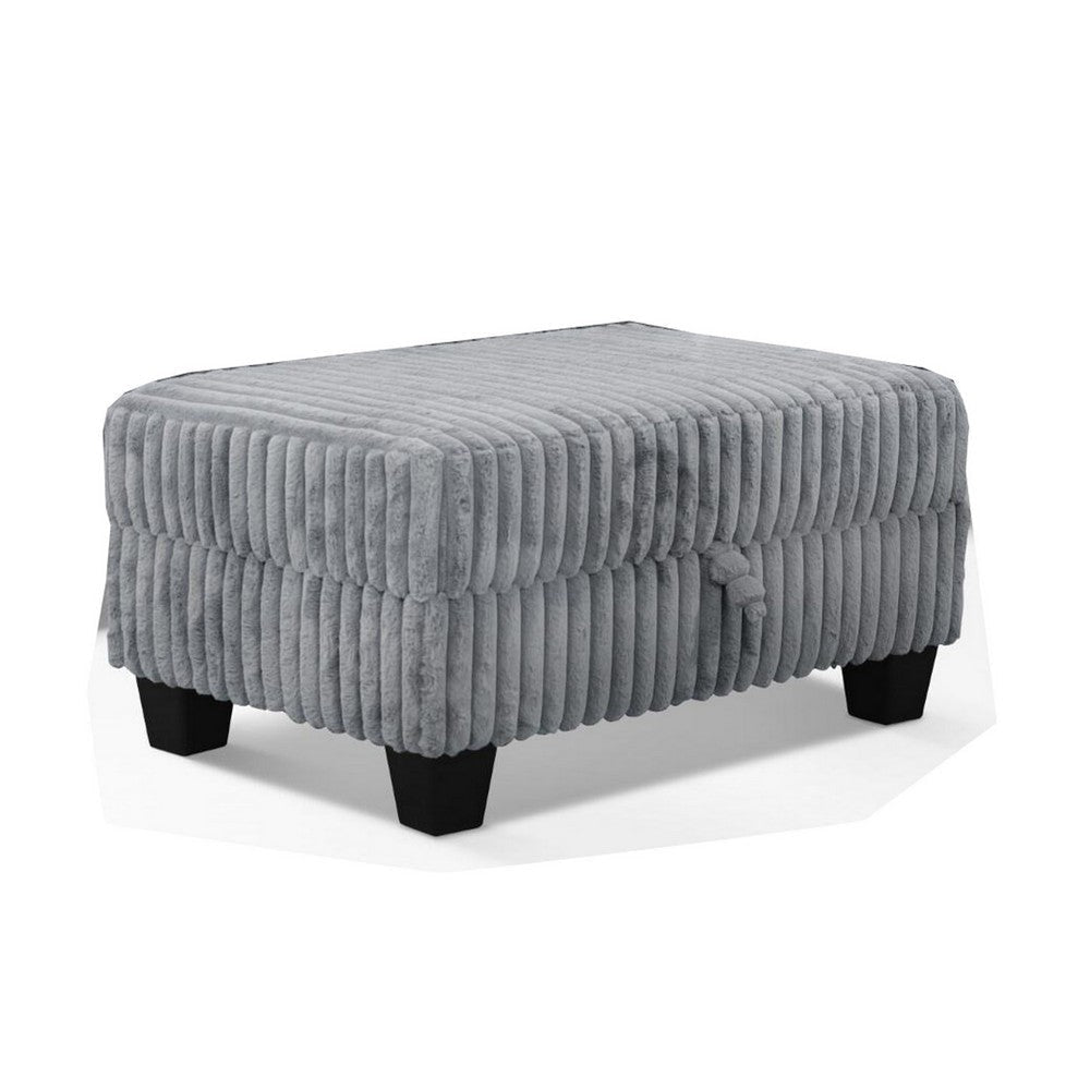 Ega 81 Inch Sectional Sofa Chaise Storage Ottoman Bluetooth Gray By Casagear Home BM317381