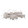 Ega 81 Inch Sectional Sofa Chaise Ottoman Bluetooth Speakers Beige By Casagear Home BM317383