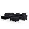 Ega 81 Inch Sectional Sofa Chaise Ottoman Bluetooth Speakers Black By Casagear Home BM317385