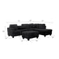 Ega 81 Inch Sectional Sofa with Reversible Chaise Ottoman Black Corduroy By Casagear Home BM317386