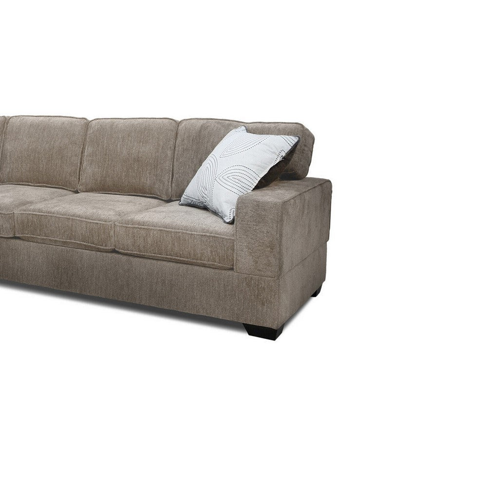 Rosy 77 Inch Sectional Sofa with L Shape Reversible Chaise Beige Chenille By Casagear Home BM317387