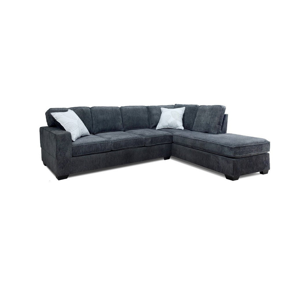 Rosy 77 Inch Sectional Sofa with L Shape Reversible Chaise, Gray Chenille  By Casagear Home