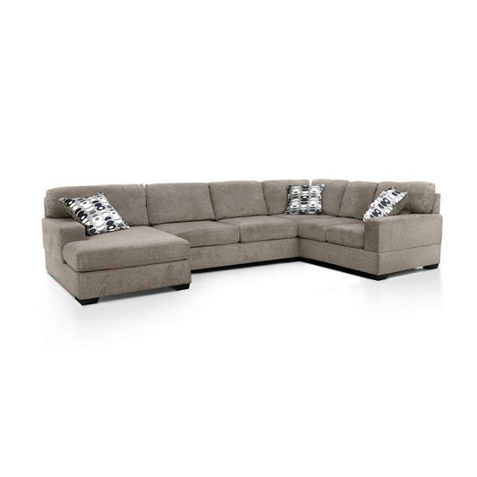 Zia 93 Inch Wide Sectional Sofa with Double Chaise, Pillows, Gray Chenille By Casagear Home