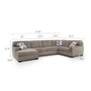 Zia 93 Inch Wide Sectional Sofa with Double Chaise Pillows Gray Chenille By Casagear Home BM317391