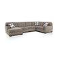 Zia 93 Inch U Sectional Sofa with Double Chaise Ottoman Beige Chenille By Casagear Home BM317392