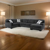 Zia 93 Inch Wide Sectional Sofa with Double Chaise Pillows Black Chenille By Casagear Home BM317393